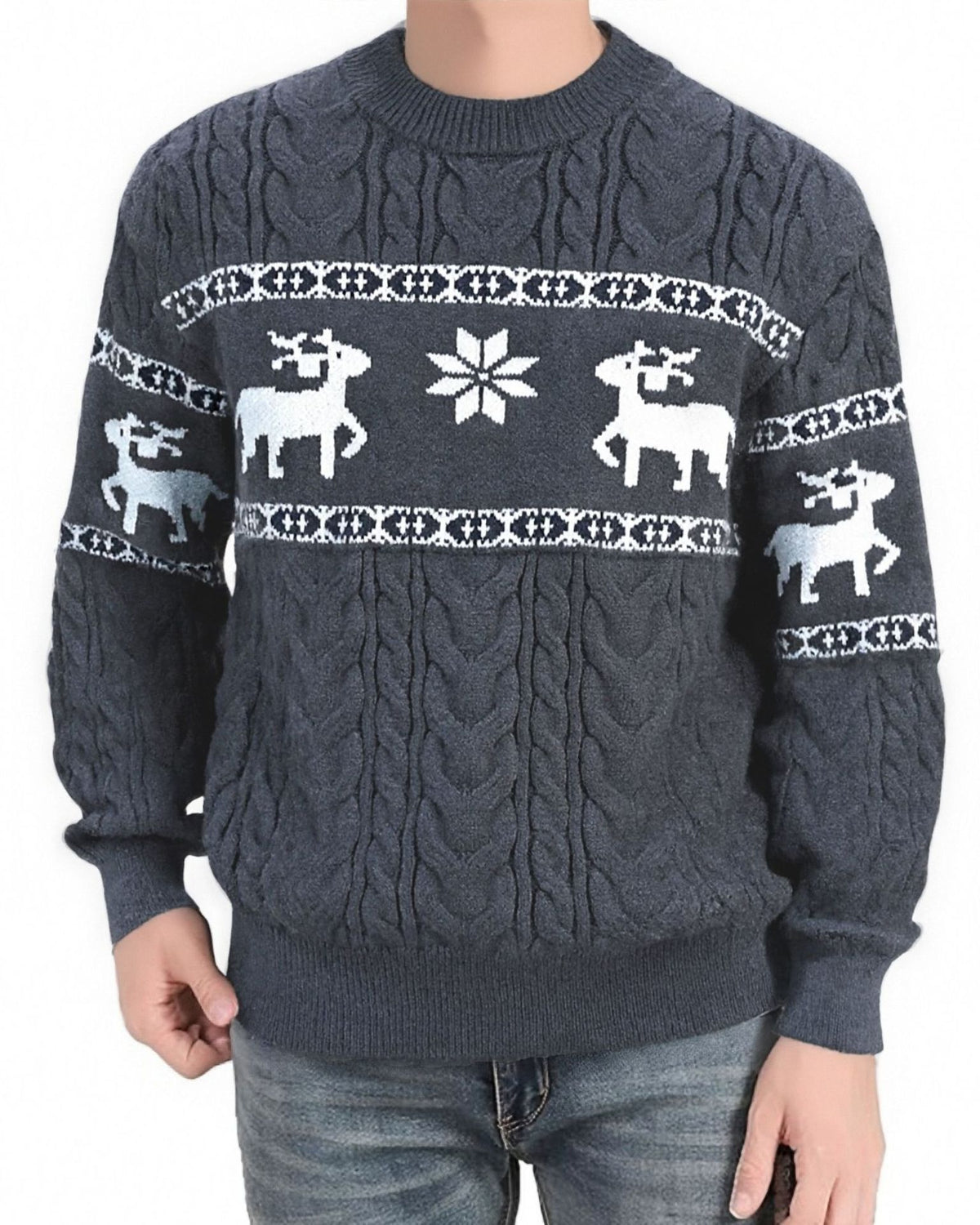 Men's reindeer jacquard Christmas sweater