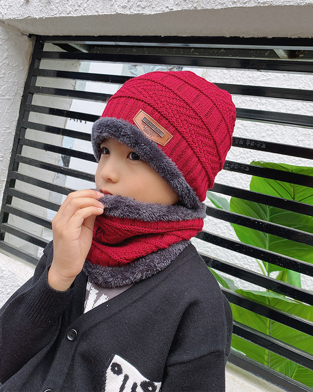 Knit beanie and neck warmer set