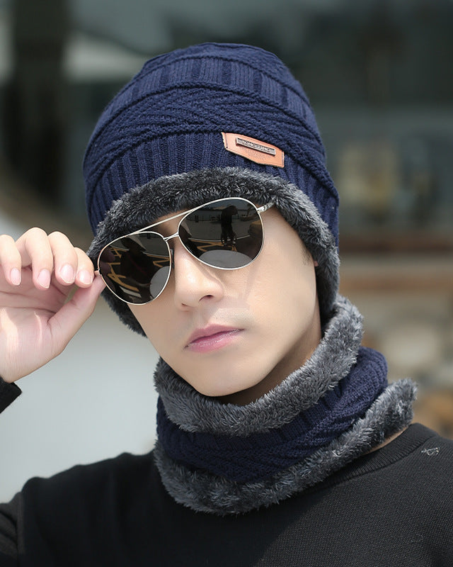 Knit beanie and neck warmer set