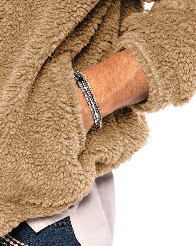 Men's hooded teddy fleece jacket