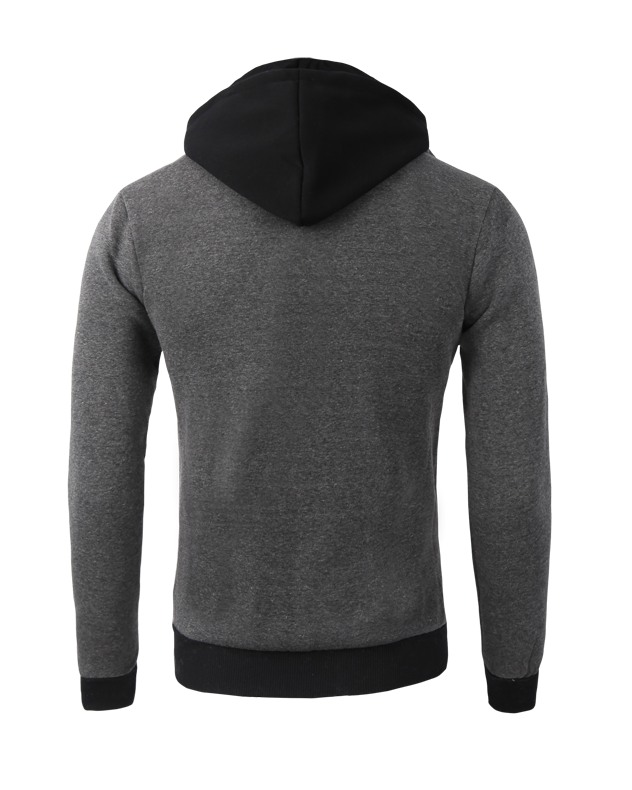 Man wearing slim gray zip hoodie jacket