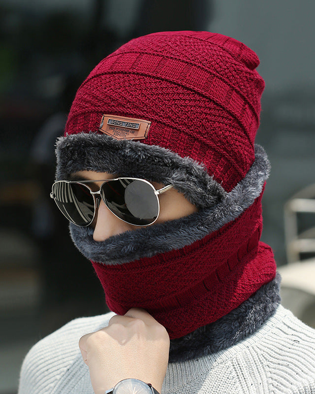 Knit beanie and neck warmer set