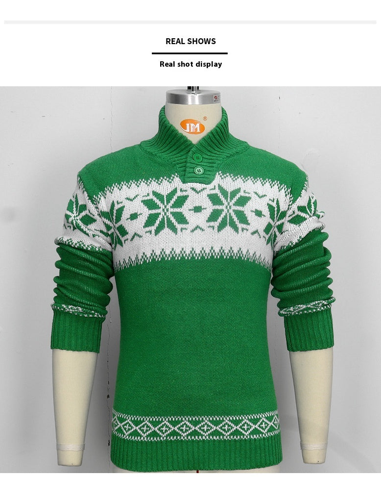 Men's snowflake jacquard Christmas sweater