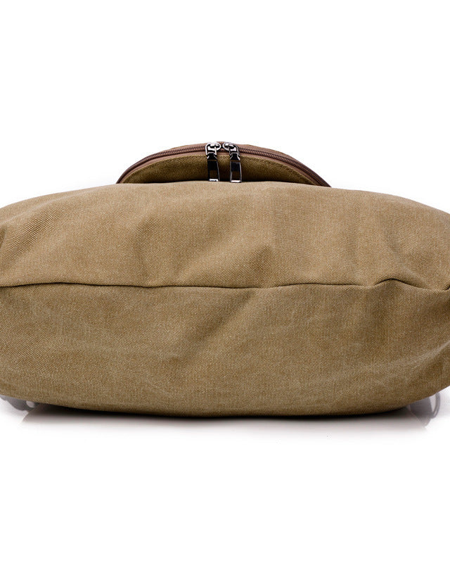 Lake blue canvas shoulder bag with contrast handles