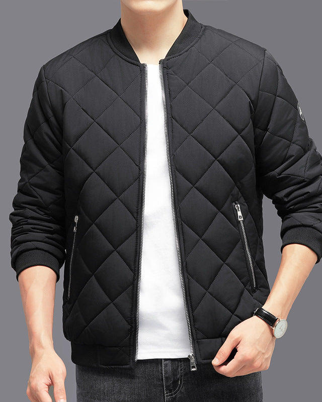 Men's diamond quilted bomber jacket