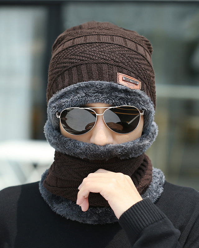 Knit beanie and neck warmer set