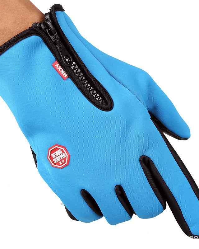 Black touchscreen winter gloves with zip cuff