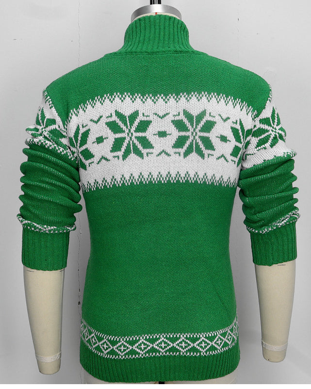 Men's snowflake jacquard Christmas sweater