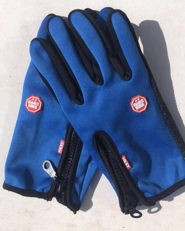 Black touchscreen winter gloves with zip cuff