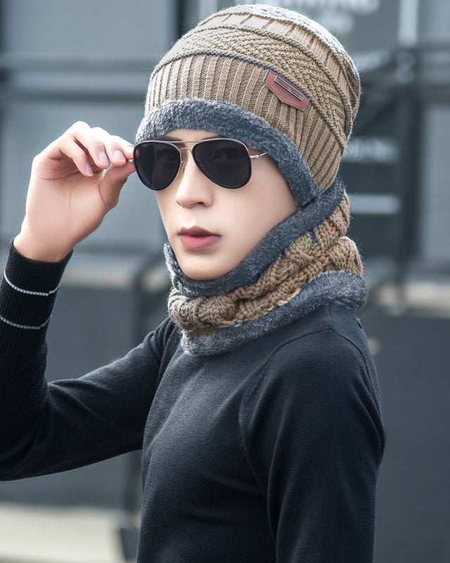 Knit beanie and neck warmer set