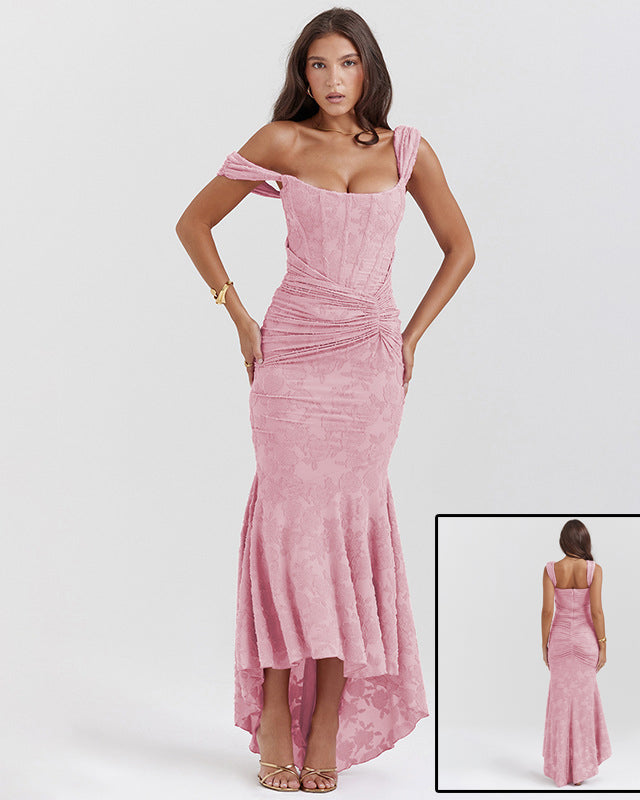 Woman in an off-shoulder mermaid gown