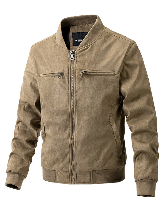 Men's faux suede bomber jacket