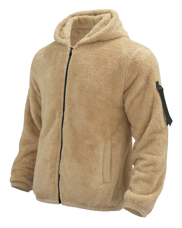Men's hooded teddy fleece jacket