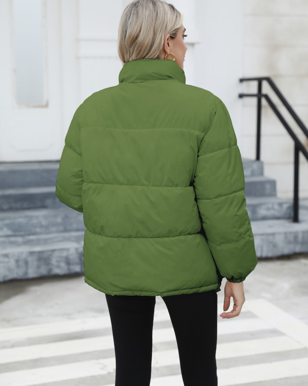 Woman wearing a padded puffer jacket