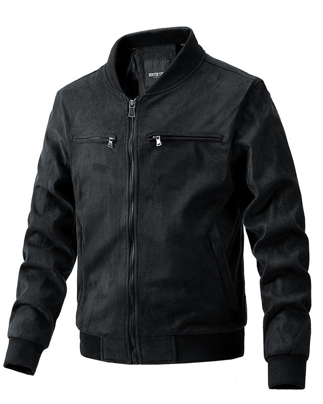 Men's faux suede bomber jacket