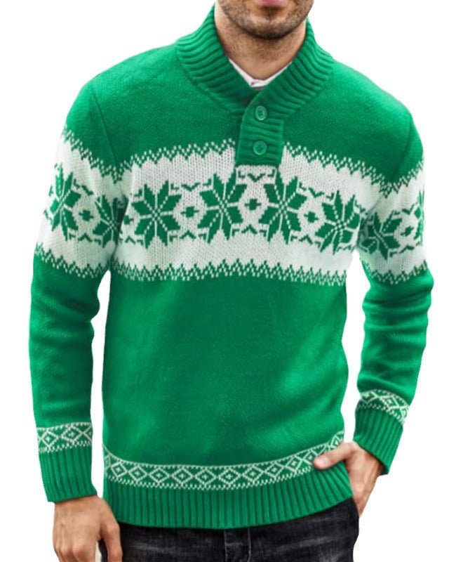 Men's snowflake jacquard Christmas sweater