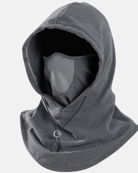 Fleece balaclava hood with mesh panel
