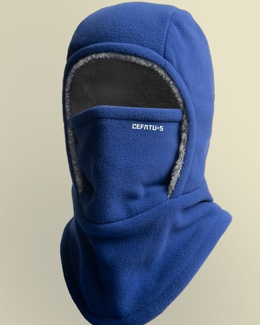Black fleece balaclava hood with face mask
