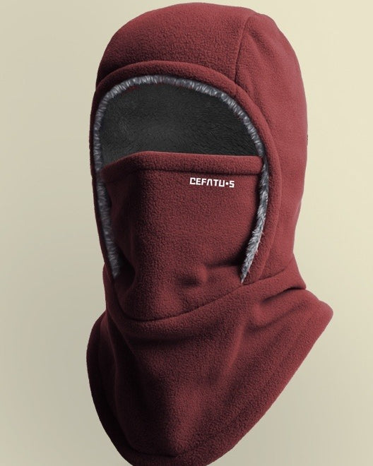 Black fleece balaclava hood with face mask
