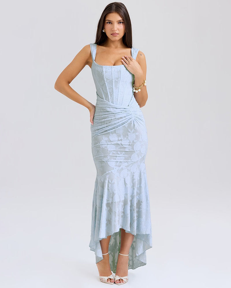 Woman in an off-shoulder mermaid gown