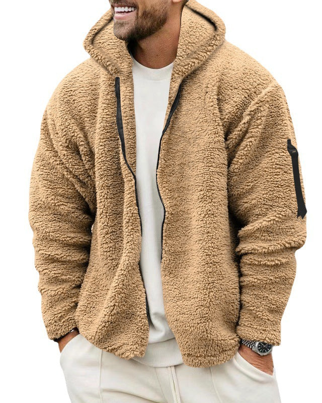 Men's hooded teddy fleece jacket