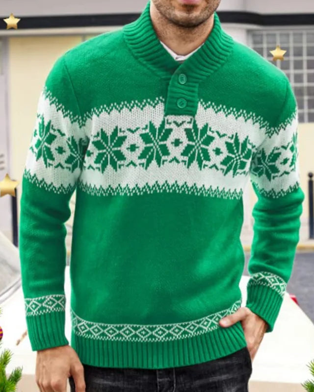 Men's snowflake jacquard Christmas sweater