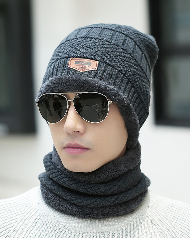 Knit beanie and neck warmer set