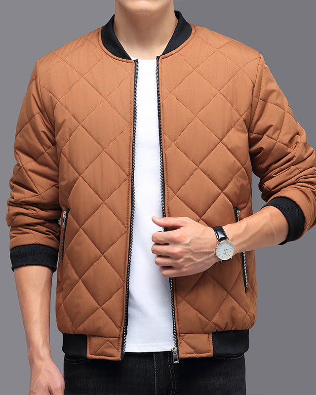 Men's diamond quilted bomber jacket