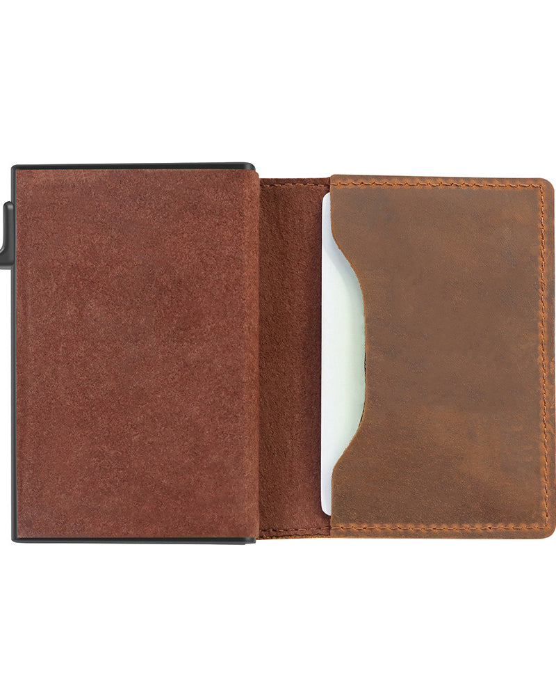 Slim pop-up card wallet with cards out