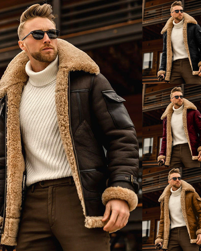 Men's winter jacket with big faux fur collar