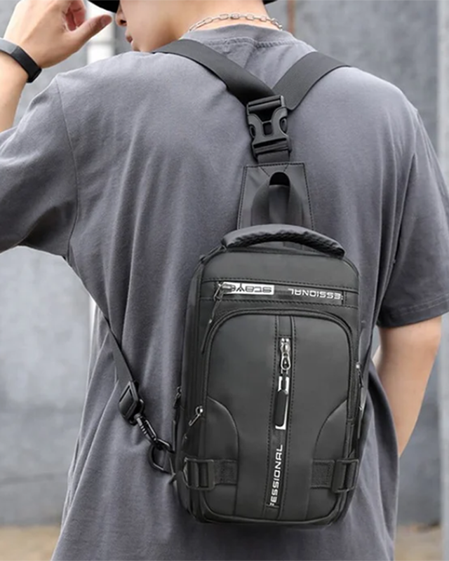 Men's black sling chest bag