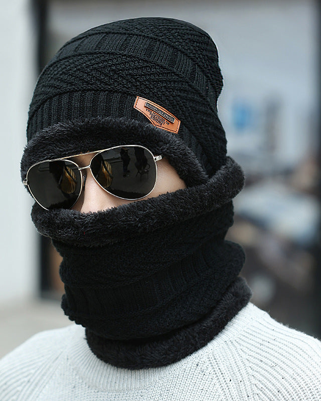 Knit beanie and neck warmer set