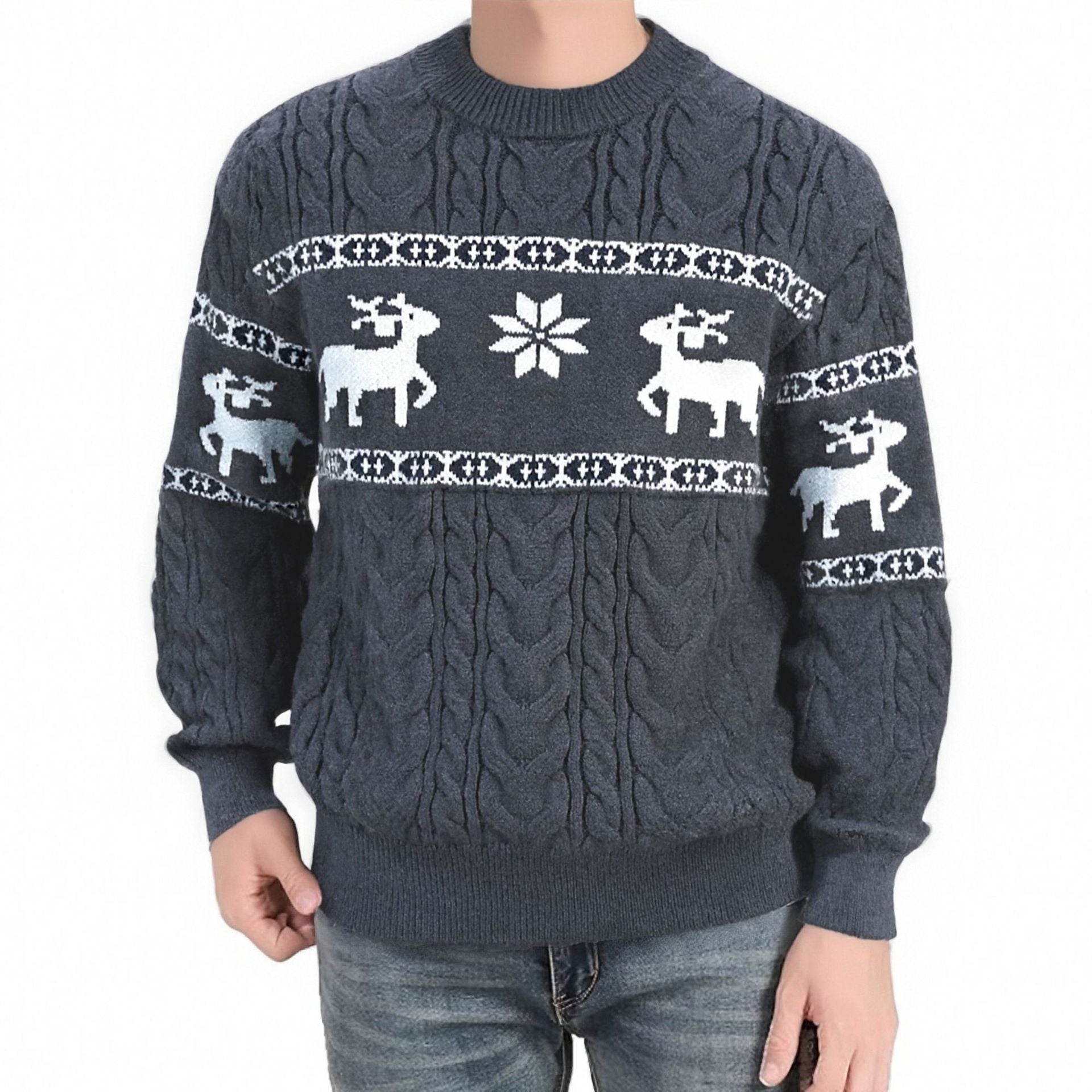 Men's reindeer jacquard Christmas sweater