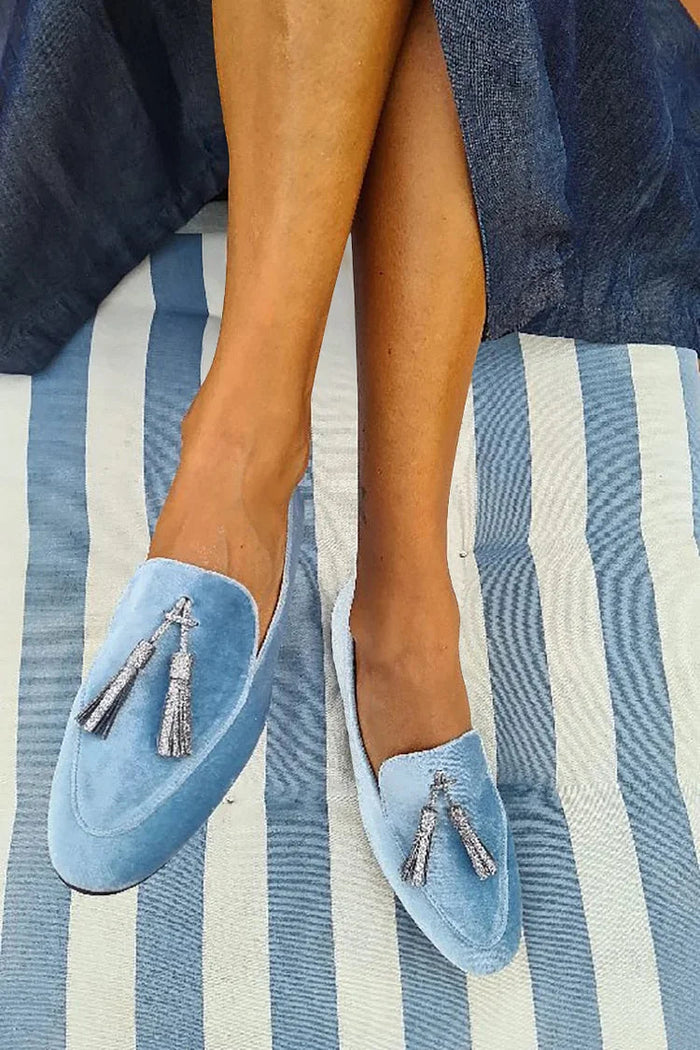 Women's Tassel Loafers with Silver Accent Details