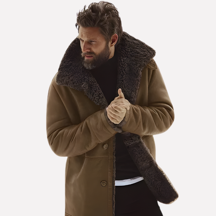 Men's Oversized Winter Jacket with Teddy Collar
