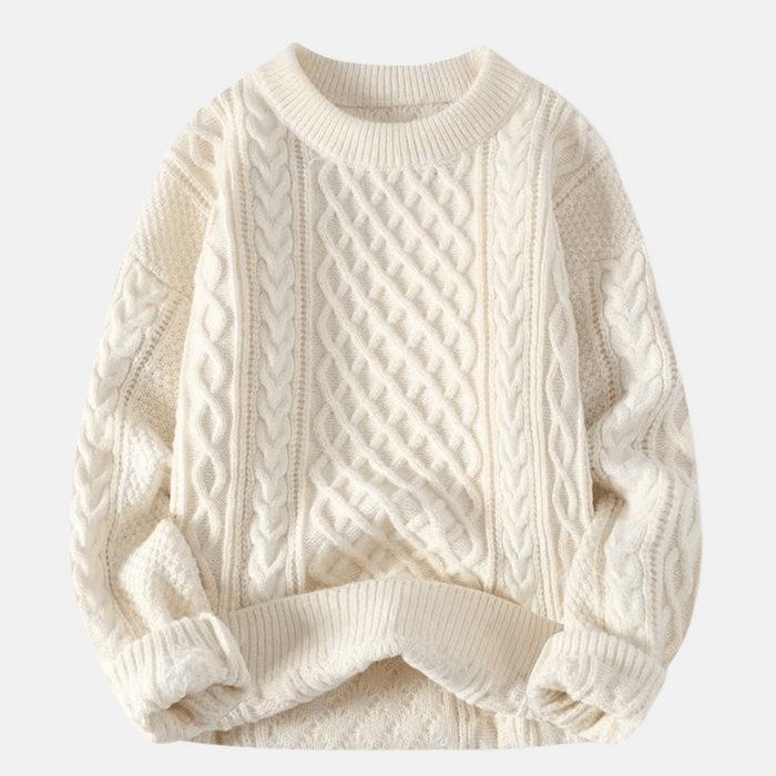 Men's Cable-Knit Crew Neck Sweater Relaxed Fit