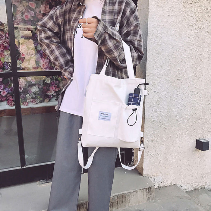 Avery | Canvas Tote Bag with 3 Ways to Carry and Bottle Pocket