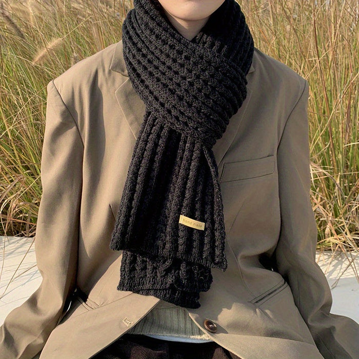 Cable Knit Scarf with Geometric Pattern for Winter