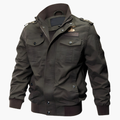 Men's Bomber Jacket with Zipper and Flap Pockets