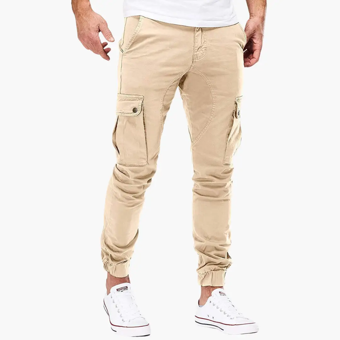 Men's Cargo Jogger Pants with Side Pockets Elastic Cuff