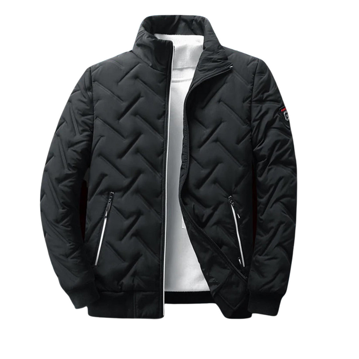 Men's Quilted Padded Jacket with Stand Collar