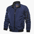 Men's Bomber Jacket with Stand-Up Collar and Front Zipper