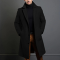 Men's Long Wool Overcoat Notched Lapel for Business