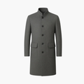 Men’s Grey Long Coat with Tailored Fit and Elegant Silhouette