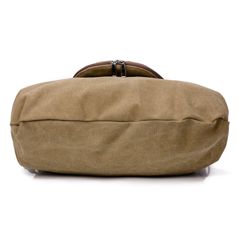 Lake blue canvas shoulder bag with contrast handles