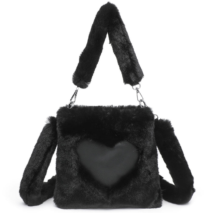 Avery | Fluffy Heart Shoulder Bag with Bunny Ears