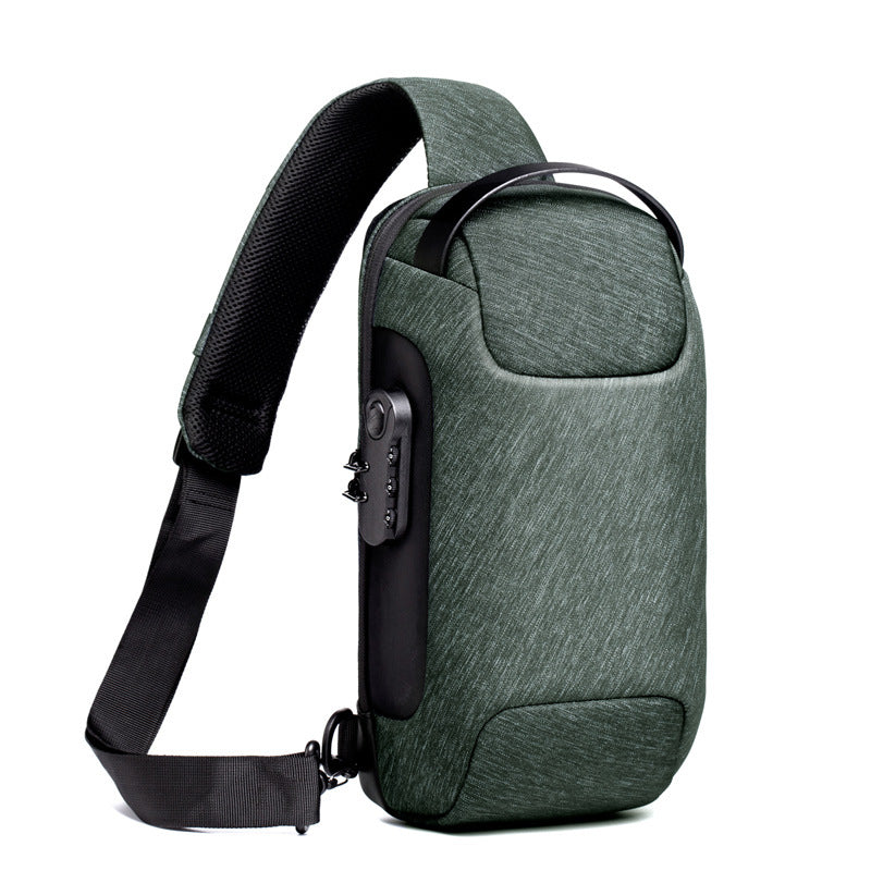 Black anti-theft sling bag with combination lock