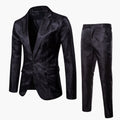 Men's Jacquard Pattern Two Piece Suit with Slim Fit Trousers