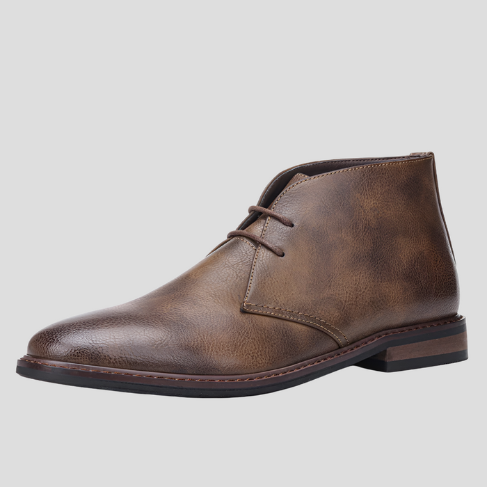 Men's Lace-Up Desert Boots with Stacked Heel