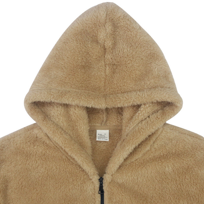 Men's hooded teddy fleece jacket